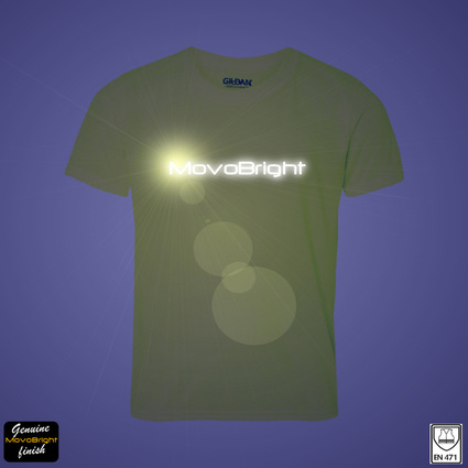 Reflective text t-shirt printing service. Customization of t-shirts and other garments. Your bespoke design