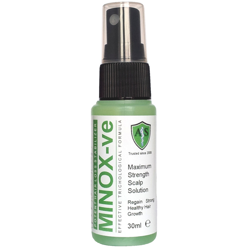image of the product label. See up close the beneficial effectiveness of MINOX for helmet hair loss and thinning due to wearing a helmet or hat.