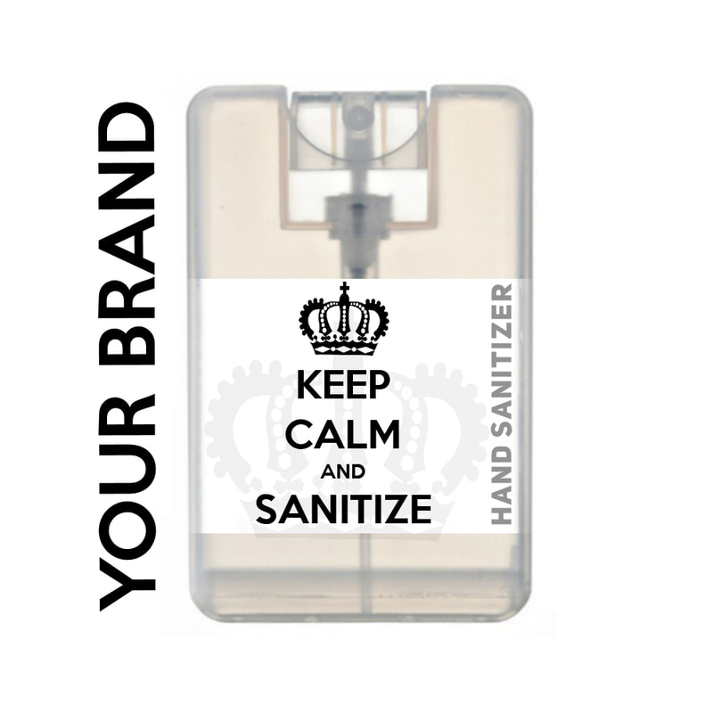 Charity merchandise: Own label custom brand hand sanitizer.
