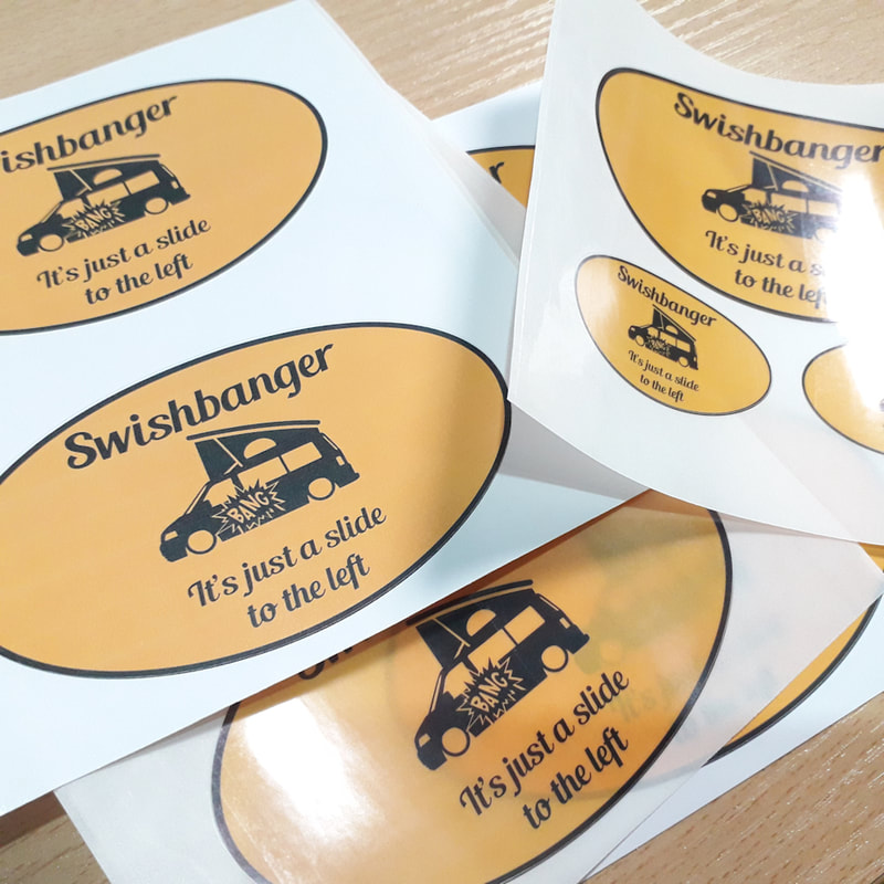custom cut shaped waterproof stickers and product labels. for fridges, freezers indoor and outdoor use. submersible stickers.