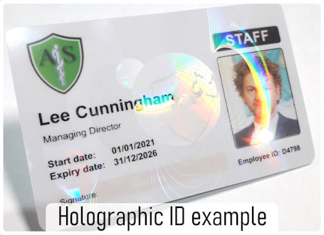 Dundee Staff ID card printing with holographic overlay