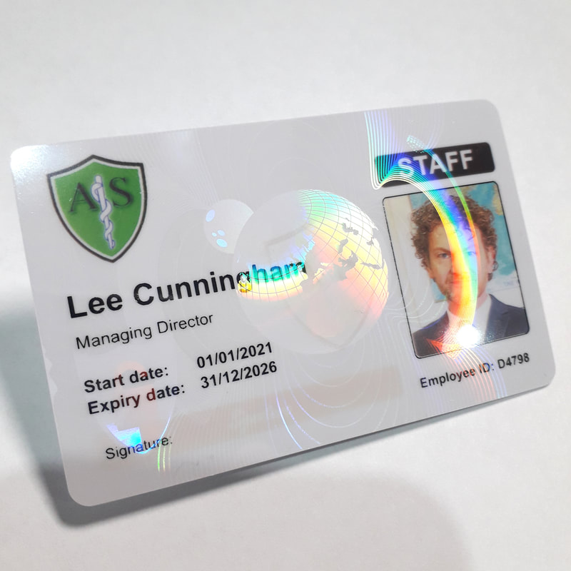 Warrington based companies can now order custom staff employee ID cards printed with hologram logo and delivered super fast