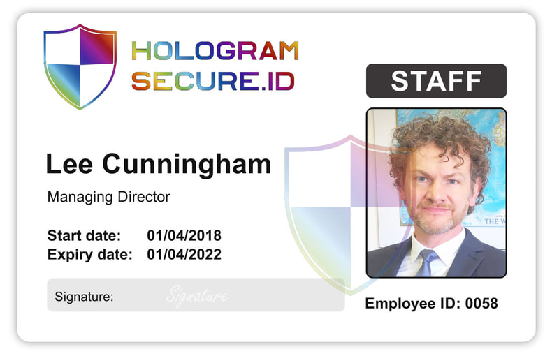 Custom ID card printing with hologram holographic security logo Scotland