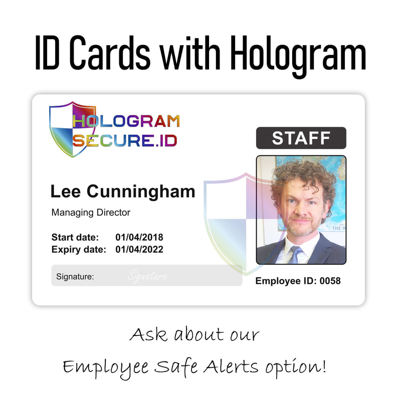 Portsmouth holographic ID cards printed with hologram for staff, employee, visitors, worker, company, personnel