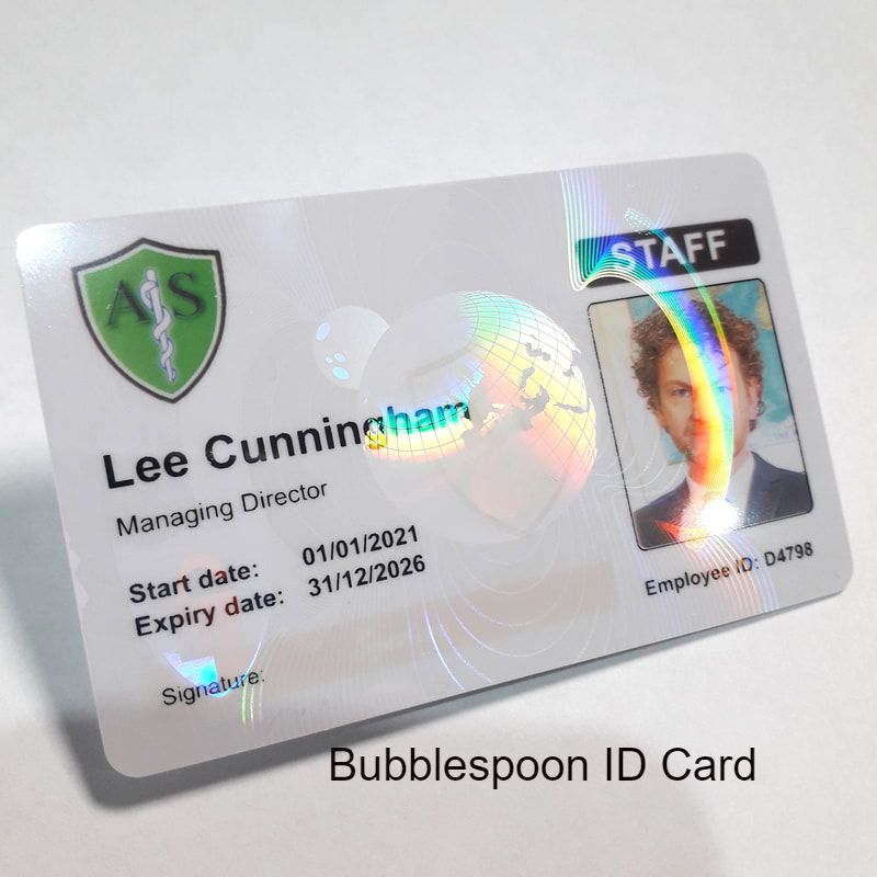 Nottingham custom ID card print service. Employee and worker Identity cards with hologram or holograph security mark.