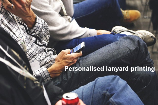 Business people wearing their trendy custom lanyards printed at Ahead Solutions UK